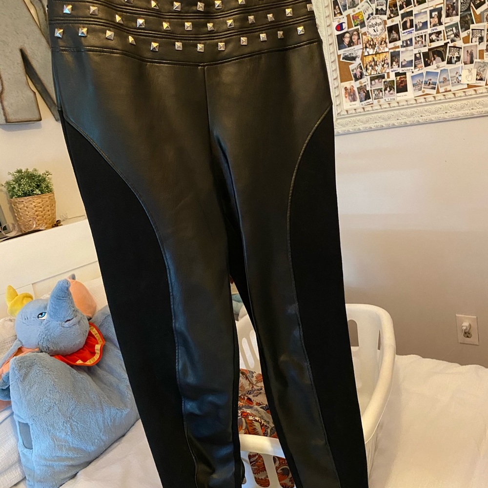 BEBE faux leather pants. Super high waisted